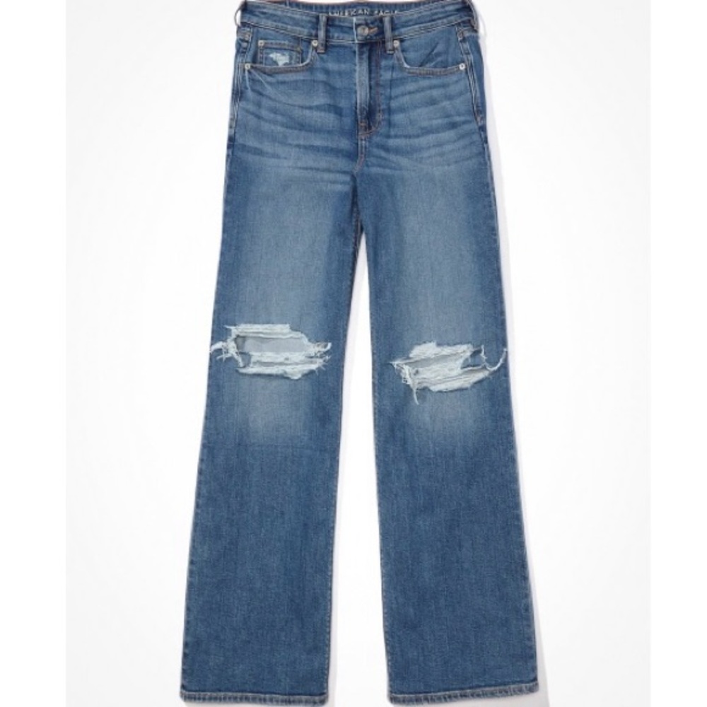 AE Dreamy Drape Stretch Ripped Super High Waisted Baggy Wide-Leg Jean

NWT